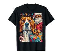 Funny Christmas Beagle Selfie with Santa Xmas T-Shirt