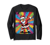 Funny Christmas Dabbing Santa Pop Art Graphic Kids & Adults Manche Longue