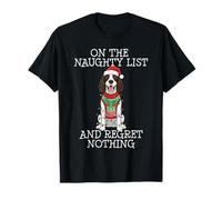 Funny Christmas English Springer Spaniel Naughty List T-Shirt