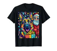 Funny Christmas German Shepherd Selfie with Santa Xmas T-Shirt