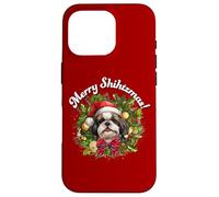 Funny Christmas Merry Shihtzmas Santa Wreath Shih Tzu Lover Coque pour iPhone 16 Pro