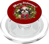 Funny Christmas Merry Shihtzmas Santa Wreath Shih Tzu Lover PopSockets PopGrip pour MagSafe