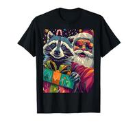Funny Christmas Raccoon Selfie with Santa Xmas T-Shirt