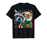 Funny Christmas Raccoon Selfie with Santa Xmas T-Shirt