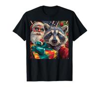 Funny Christmas Raccoon Selfie with Santa Xmas T-Shirt