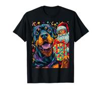 Funny Christmas Rottweiler Selfie with Santa Xmas T-Shirt