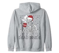Funny Christmas Skeleton Drinking Coffee Skull Dead Inside Sweat à Capuche