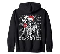Funny Christmas Skeleton Drinking Coffee Skull Dead Inside Sweat à Capuche