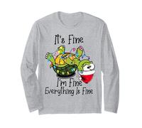 Funny Christmas Turtle It's Fine I'm Fine Everything is Fine Manche Longue