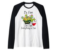 Funny Christmas Turtle It's Fine I'm Fine Everything is Fine Manche Raglan