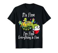 Funny Christmas Turtle It's Fine I'm Fine Everything is Fine T-Shirt