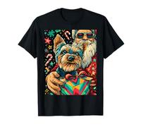 Funny Christmas Yorkshire Terrier Selfie with Santa Xmas T-Shirt