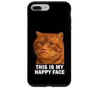 Funny Chubby Cat Meme This is My Happy Face Weird Cat Face Coque pour iPhone 7 Plus/8 Plus