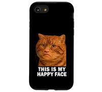 Funny Chubby Cat Meme This is My Happy Face Weird Cat Face Coque pour iPhone SE (2020) / 7/8