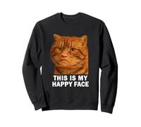 Funny Chubby Cat Meme This is My Happy Face Weird Cat Face Sweatshirt