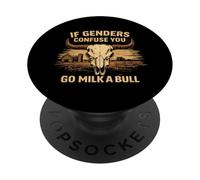 Funny Citation If Genders Confuse You Go Milk a Bull Vintage PopSockets PopGrip Adhésif