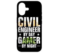 Funny Civil Engineer by Day Gamer by Night Engineering Coque pour iPhone 17