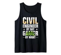 Funny Civil Engineer by Day Gamer by Night Engineering Débardeur