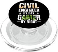 Funny Civil Engineer by Day Gamer by Night Engineering PopSockets PopGrip pour MagSafe
