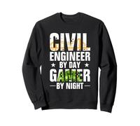 Funny Civil Engineer by Day Gamer by Night Engineering Sweatshirt