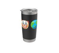 Funny Clown World Visage de clown et planète Terre Gobelet isotherme en acier inoxydable double paroi