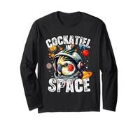 Funny Cockatiel Designs « Cockatiel In Space » pour les amateurs de calopsittes Manche Longue