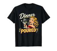 Funny Cocktail Humour Dinner is Pored Retro Pop Art T-Shirt