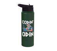 Funny Coder Logiciel programmeur Jeu de mots Codin' Odin Stainless Steel Insulated Water Bottle