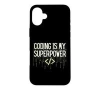 Funny Coding is My Superpower Coder Programmer Coque pour iPhone 16 Plus