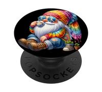 Funny Coffee GNOME Pattern with Peace Sign for Groovy Hippie PopSockets PopGrip Adhésif