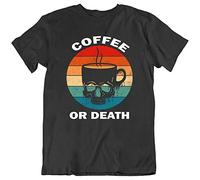 Funny Coffee Or Death Tee, Give Me Coffee Sun Vintage Short Sleeve T-Shirts New(Small)