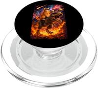 Funny Coffee Orange Cat Riding T-Rex in Cosmic Galaxy UFO PopSockets PopGrip pour MagSafe
