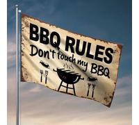 Funny College Decor Bbq Rules : Don'T Touch My Grill Drapeau Home Decor Men College Dorm Drapeaux (152 x 244 cm)