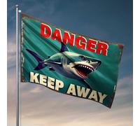 Funny College Decor Dangerous Shark Warning : Keep Away From The Depths! Drapeau amusant pour salle de bain (60 x 90 cm)
