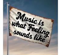 Funny College Decor Music Is What Feeling Sounds Like Drapeau pour dortoir ou salle de jeux (60 x 90 cm)
