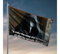 Funny College Decor Plague Doctor'S Warning: Soap Your Hands! Drapeau amusant pour décoration de salle de bain (120 x 180 cm)