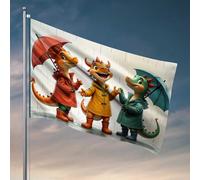 Funny College Decor Pluie Day Dragons : Friends Under Umbrellas Flag Home Decor Men College Dorm Drapeaux (152 x 244 cm)
