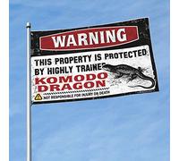 Funny College Decor Warning This Property Is Protected By A Highly Trained Komodo Dragon Flag Gamers Accessories Marking Flags (60 x 90 cm)