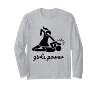 Funny Cool Figures Stick Cartoon Fight, Girl Power Graphic Manche Longue