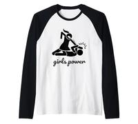 Funny Cool Figures Stick Cartoon Fight, Girl Power Graphic Manche Raglan