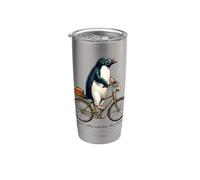 Funny Cottagecore Penguin Bicycle Flight Is Not An Option Gobelet isotherme en acier inoxydable double paroi