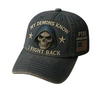 Funny Cotton PTSD Awareness Baseball Caps, PTSD Awareness Hat My Demons Know I Fight Back Hat | Adjustable Unisex Design Cap for Casual Wear Sports Camping Travel Beach Fishing Outdoor