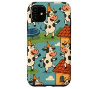 Funny Cow Cartoon Dancing Party Animal Celebration Art Coque pour iPhone 11