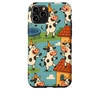 Funny Cow Cartoon Dancing Party Animal Celebration Art Coque pour iPhone 11 Pro