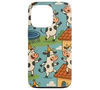 Funny Cow Cartoon Dancing Party Animal Celebration Art Coque pour iPhone 13 Pro
