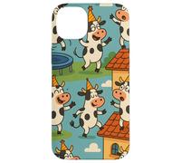 Funny Cow Cartoon Dancing Party Animal Celebration Art Coque pour iPhone 14 Plus
