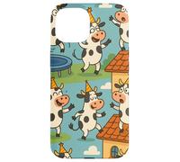 Funny Cow Cartoon Dancing Party Animal Celebration Art Coque pour iPhone 15