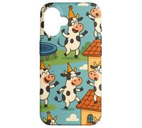 Funny Cow Cartoon Dancing Party Animal Celebration Art Coque pour iPhone 16