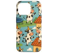 Funny Cow Cartoon Dancing Party Animal Celebration Art Coque pour iPhone 16 Pro