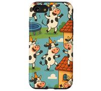 Funny Cow Cartoon Dancing Party Animal Celebration Art Coque pour iPhone SE (2020) / 7/8